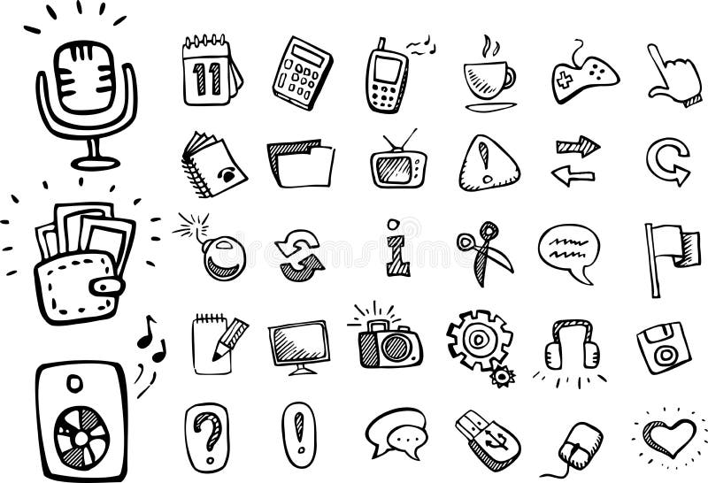 Doodle web icons stock illustration