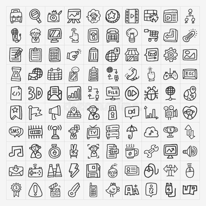 Doodle web icons set