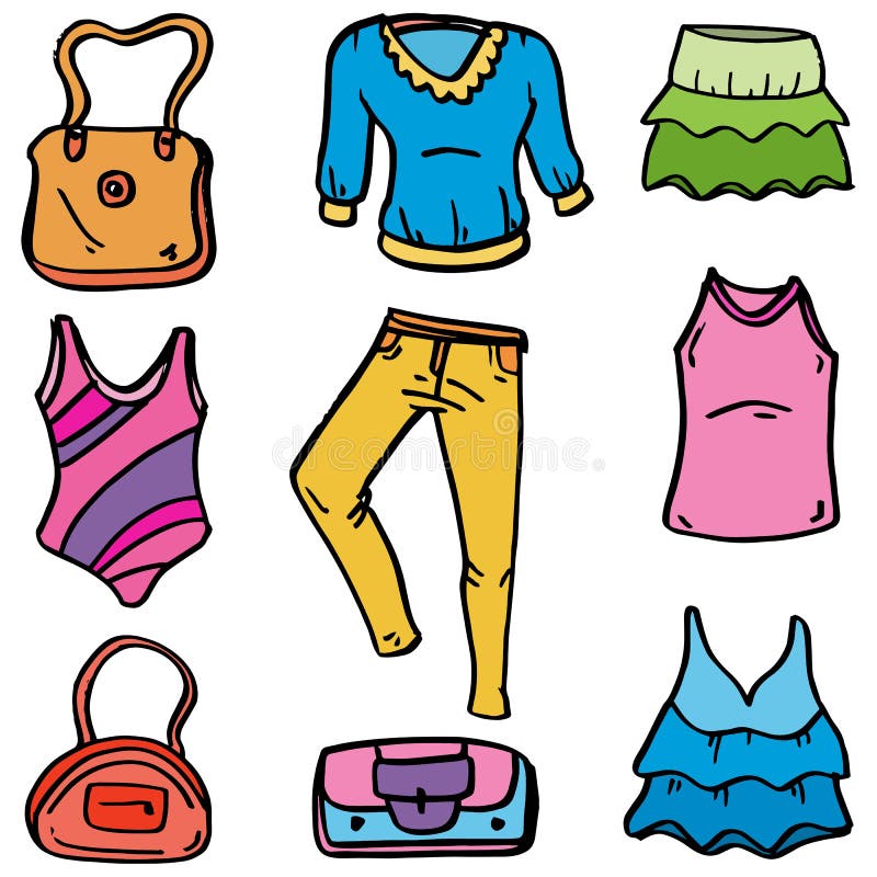Doodle of Women Clothes Fashion Stock Vector - Illustration of gift ...