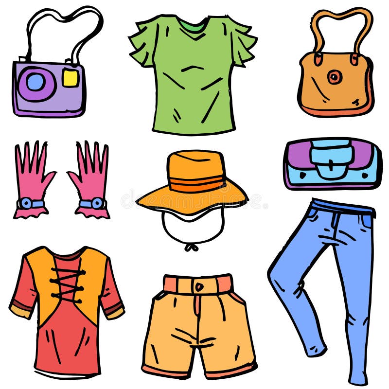 Doodle Of Fashion Clothes For Women Stock Vector - Illustration of ...
