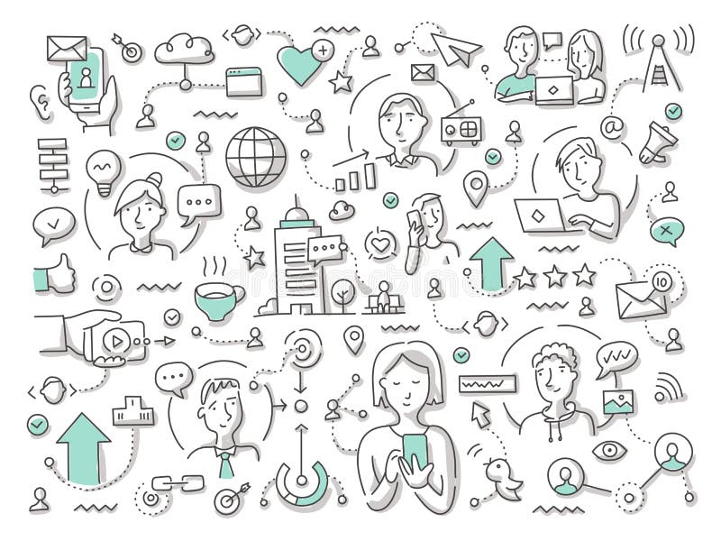 Doodle вектора социальной сети бесплатная иллюстрация Doodle вектора социальной сети бесплатная иллюстрация