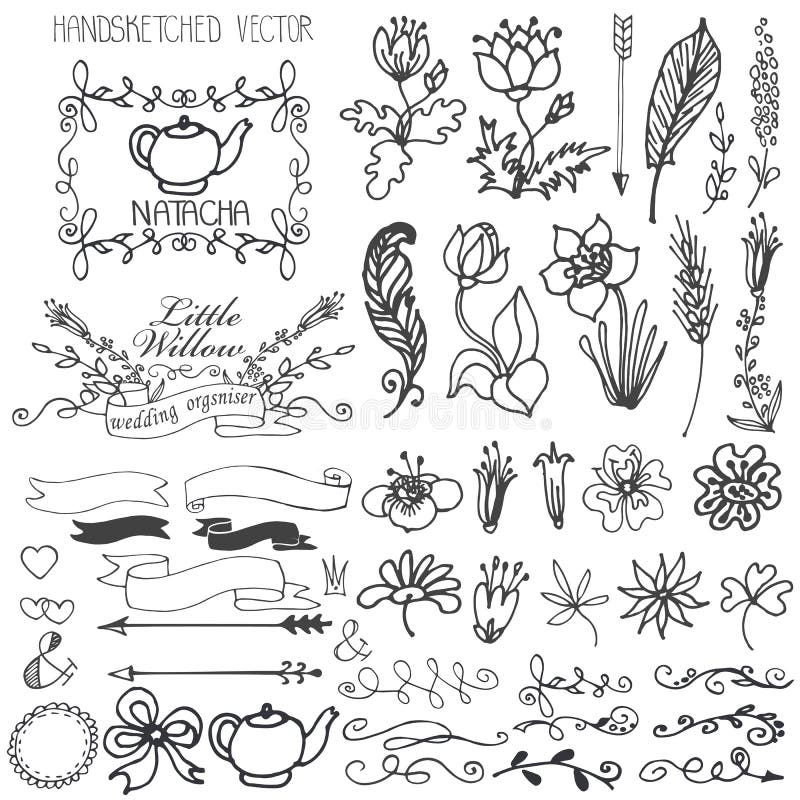 Doodle завихряется, ленты, флористический элемент оформления для бесплатная иллюстрация Doodle завихряется, ленты, флористический элемент оформления для бесплатная иллюстрация