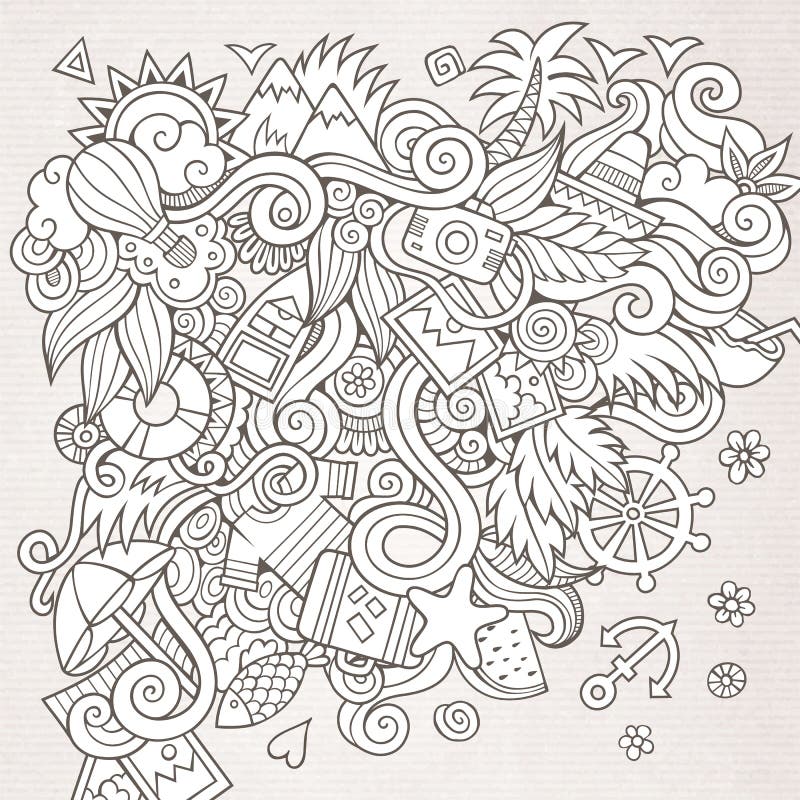 Doodles abstract decorative summer sketch