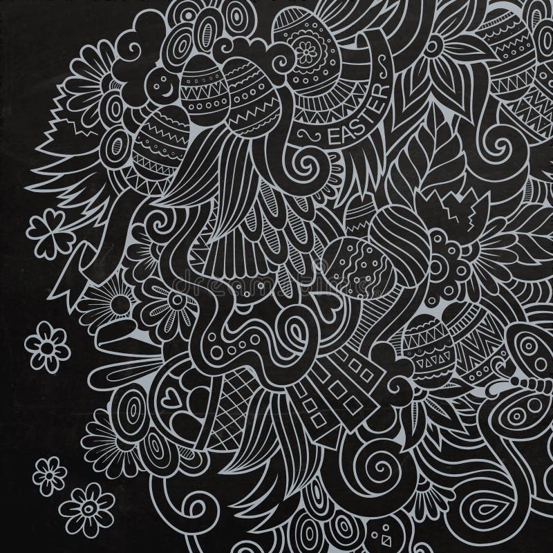 Doodles abstrakcjonistycznego dekoracyjnego Wielkanocnego chalkboard