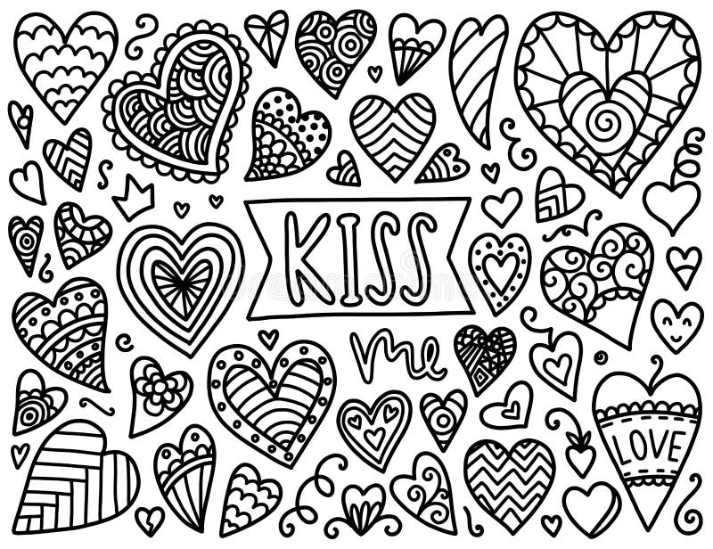 Doodles cute valentines elements.