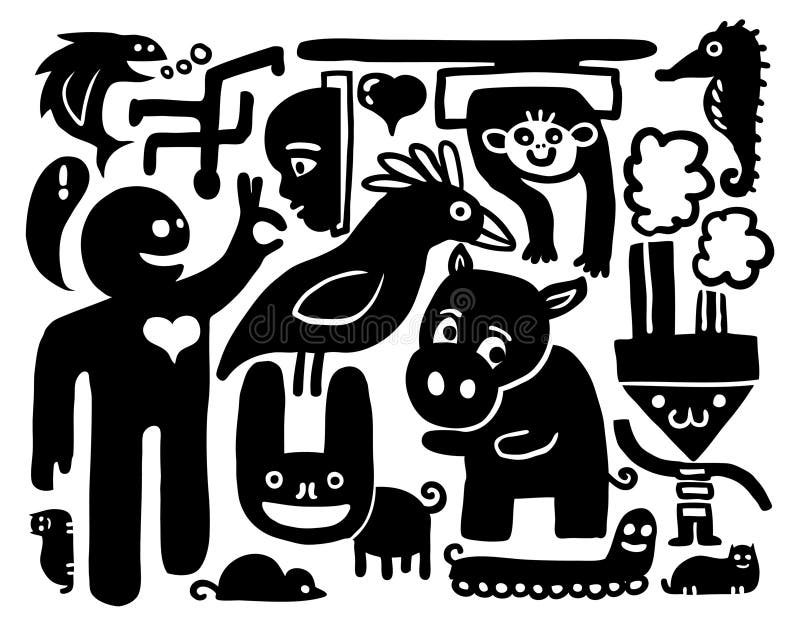 Doodles divertidos stock de ilustración Doodles divertidos stock de ilustración
