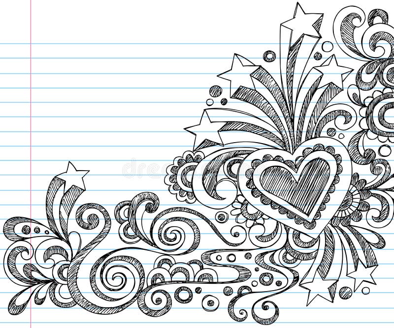 Doodles incompletos abstractos del cuaderno stock de ilustración Doodles incompletos abstractos del cuaderno stock de ilustración