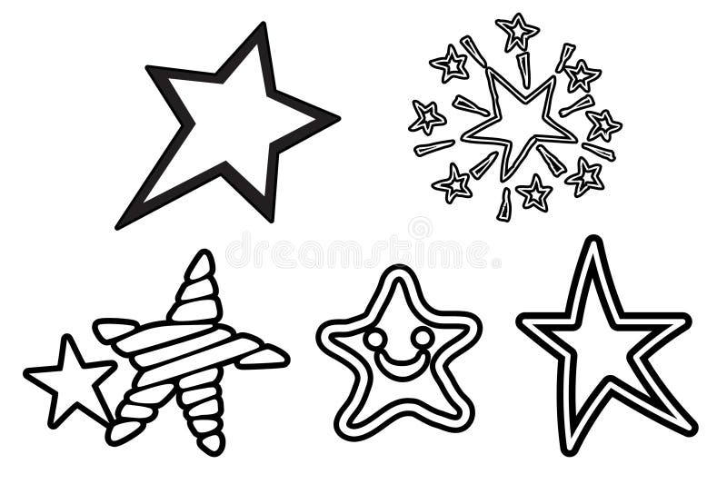 Doodles Star Illustration with Hand Drawn Style on White Background ...