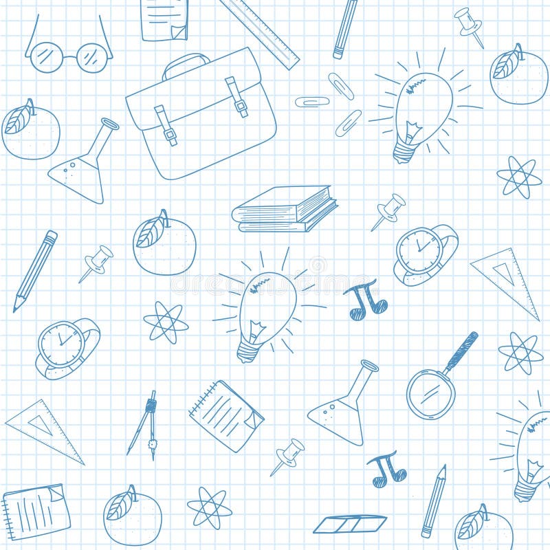 Doodles тетради школьных принадлежностей схематичные иллюстрация штока Doodles тетради школьных принадлежностей схематичные иллюстрация штока
