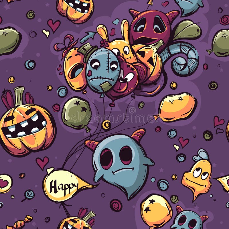 Doodles хеллоуина безшовной текстуры нарисованные вручную иллюстрация вектора Doodles хеллоуина безшовной текстуры нарисованные вручную иллюстрация вектора