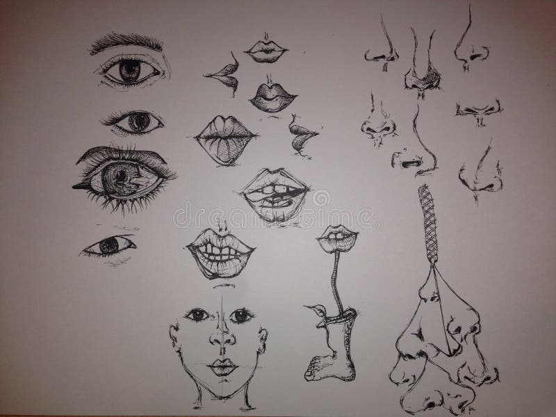 Doodling features stock photo