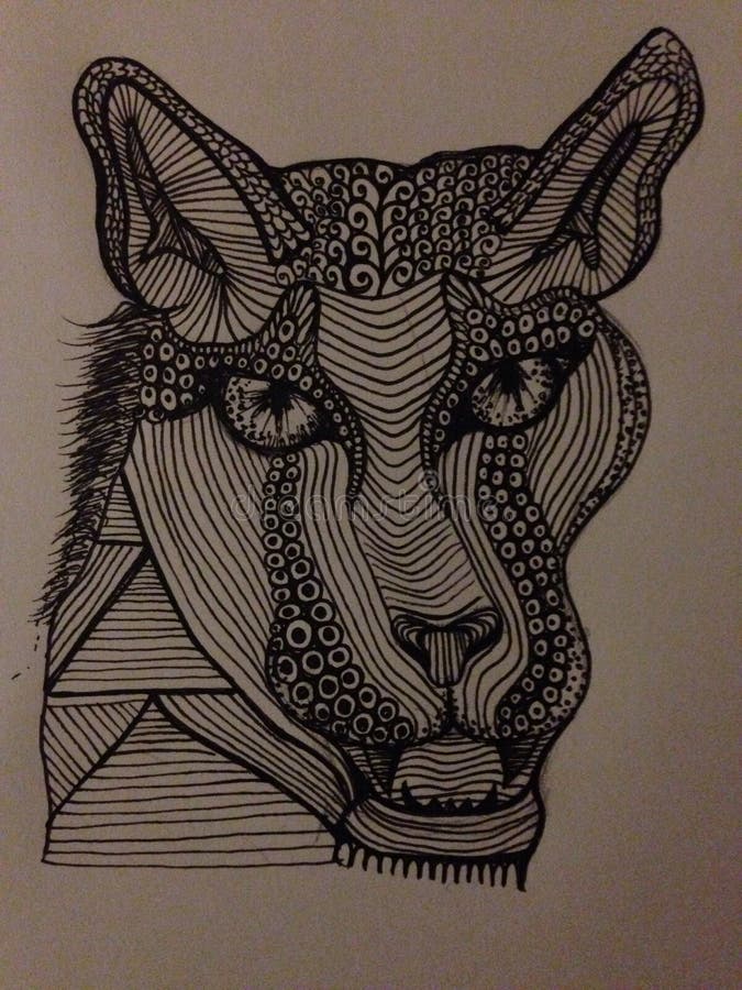 Doodling a tiger stock image