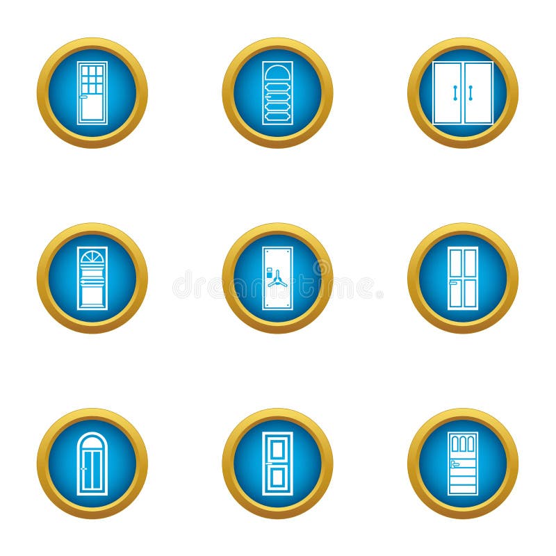 Door aperture icons set, flat style vector illustration Door aperture icons set, flat style vector illustration