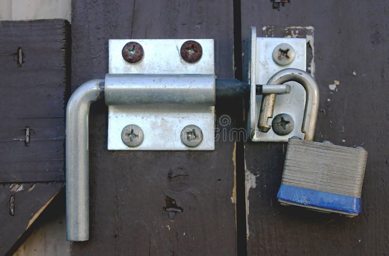 Door bolt unlocked stock photo