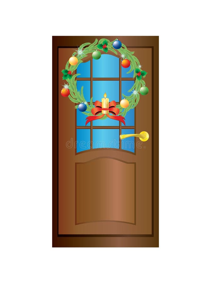 door with a Christmas wreath