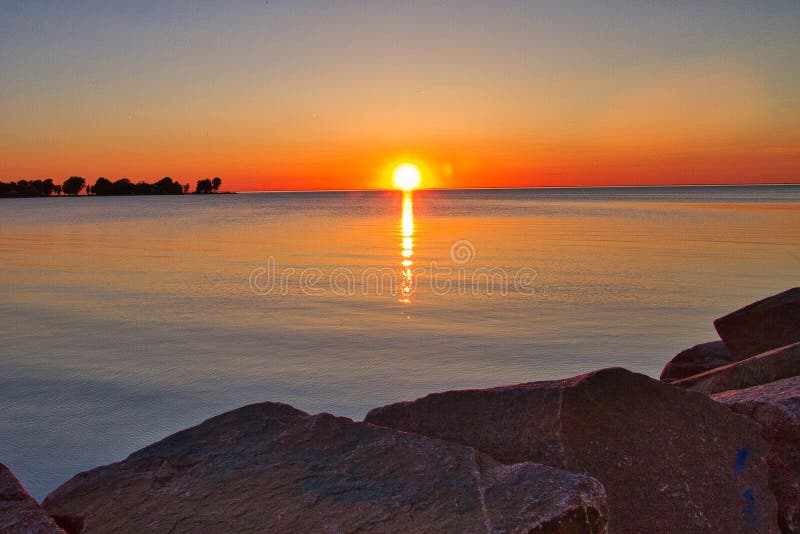 Door County Sonnenuntergang auf Michigansee stockbilder Door County Sonnenuntergang auf Michigansee stockbilder