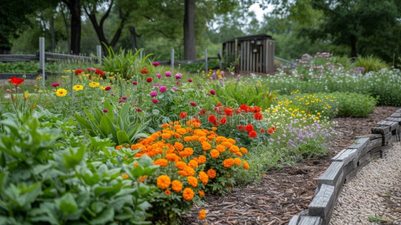 A variety of flowers and plants from delicate roses to hardy succulents make this community garden a true sight to behold. AI generated. A variety of flowers and plants from delicate roses to hardy succulents make this community garden a true sight to behold. AI generated