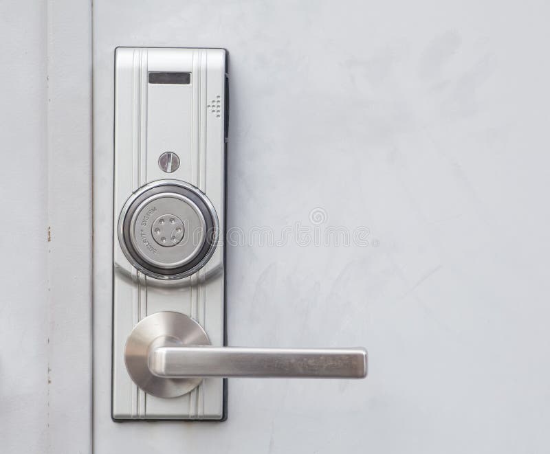 Door Handle with Security System Lock on Metal Door Stock Image Image