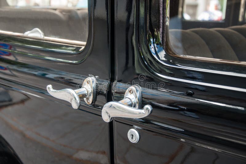 Door Handles of a Vintage Car Stock Image Image of lock, metallic