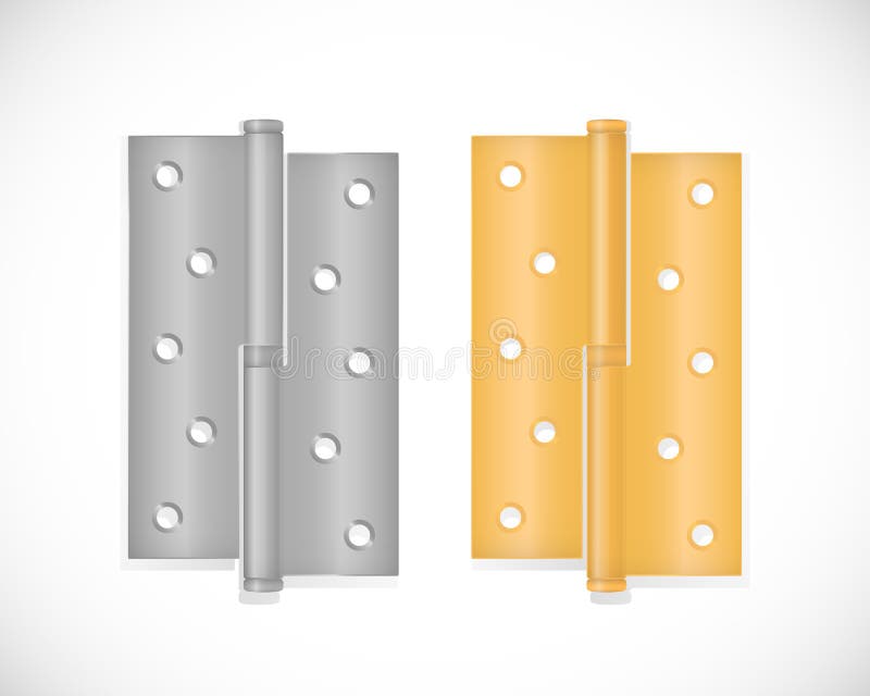 Door Hinge In Two Colors, Isolated On White Background. Stock Vector
