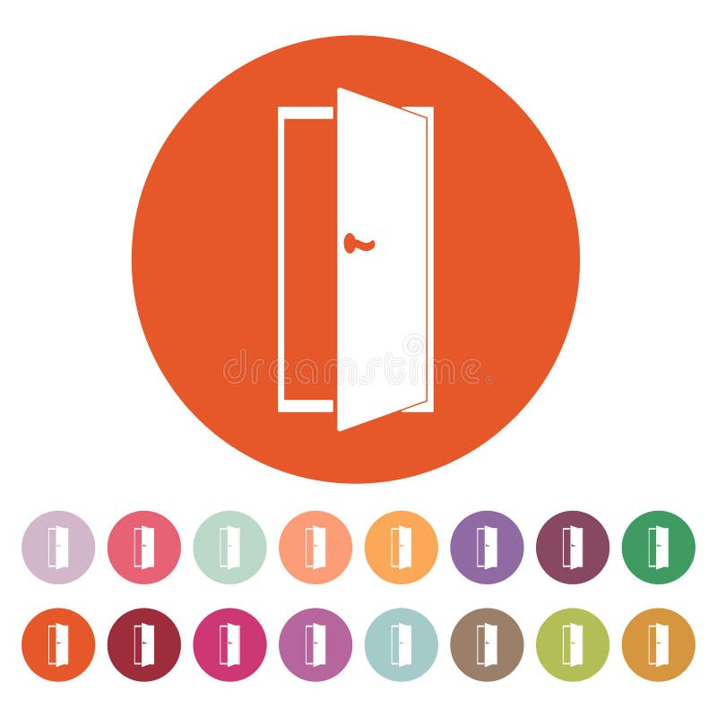 The door icon. Exit and login symbol. Flat stock illustration