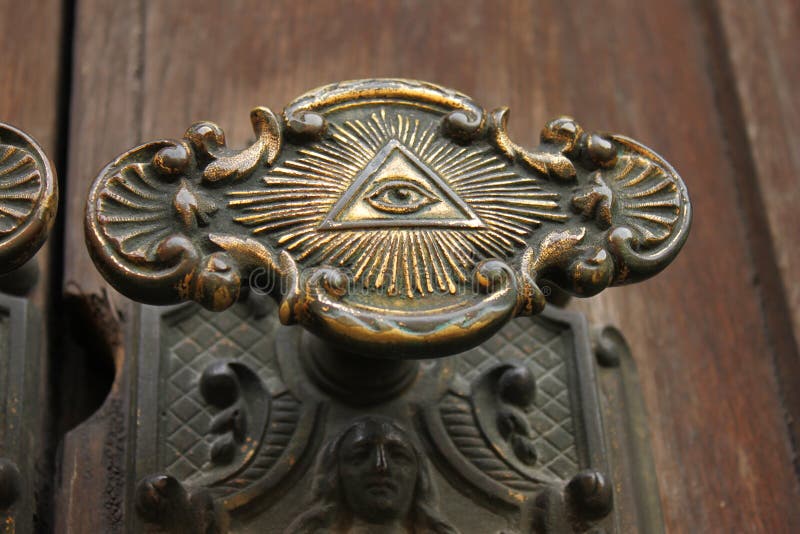 Door knob with the all seeing eye on royalty free stock images Door knob with the all seeing eye on royalty free stock images
