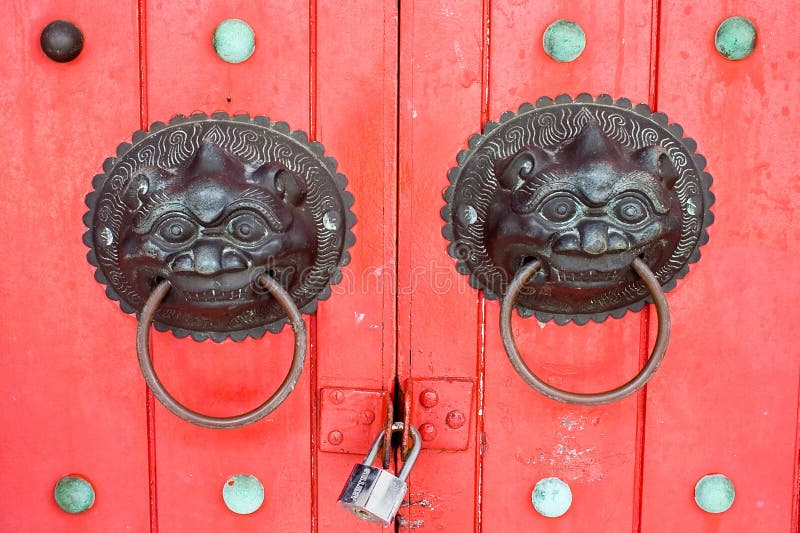 Door knobs with Chinese design. Head knobs stock images, royalty-free photos and pictures