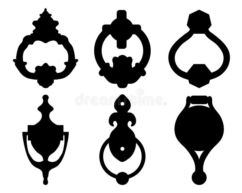 Old Antique Ancient Door Knocker Handle Stock Vector - Illustration of