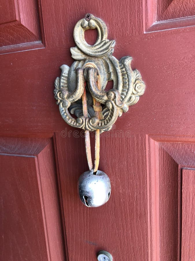 Door knocker stock image. Image of attached, bell, door 120590655