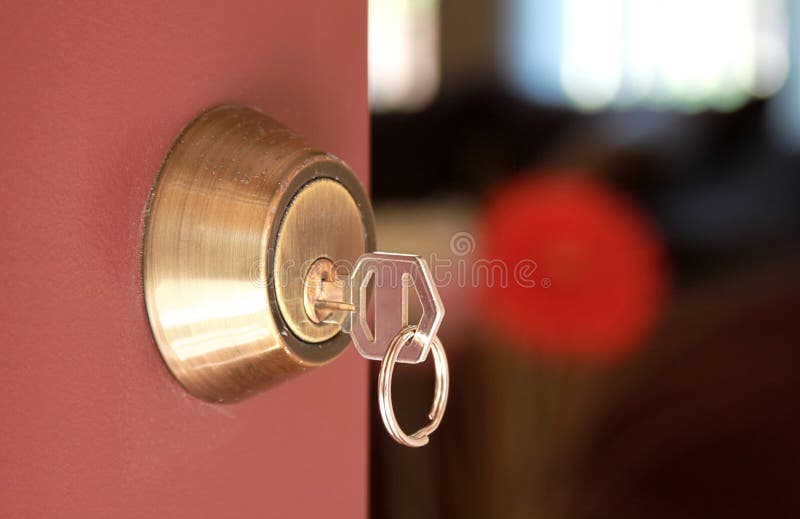 Door with lock and key stock image Door with lock and key stock image