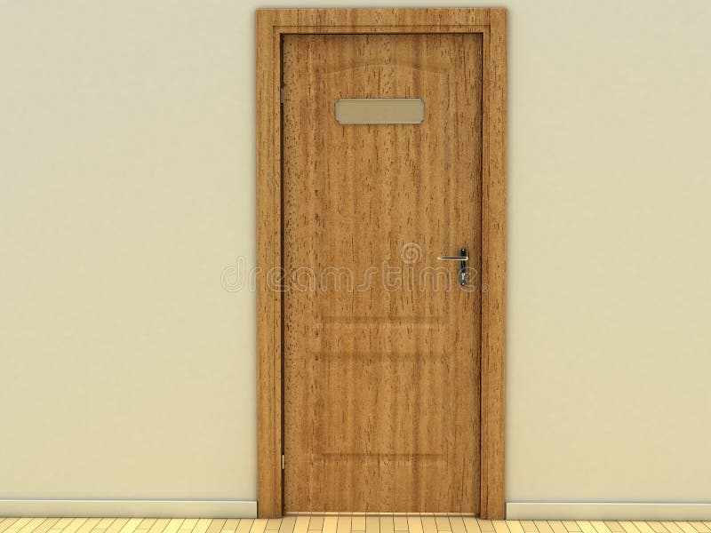 The door made of wood with an iron pen