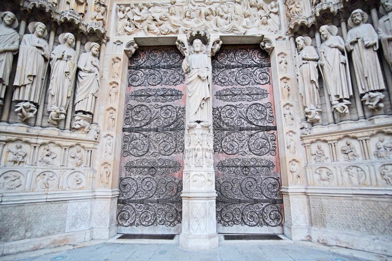 Door of Notre Dame De Paris Stock Photo Image of dusk, church 66736750