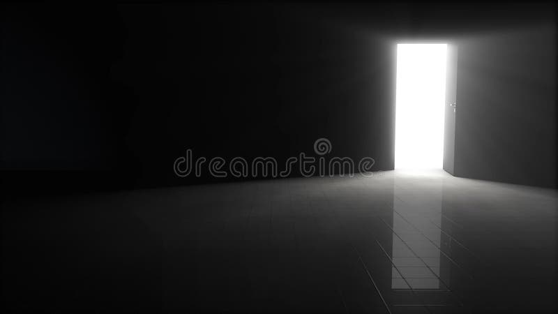 Doors Opening In A Dark Room - Stock Motion Graphics