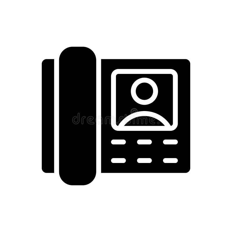 Door phone black glyph icon vector illustration
