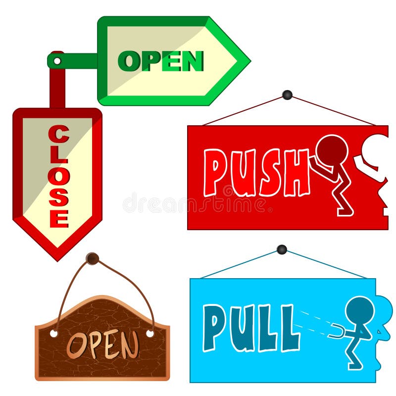 Door signs, vector royalty free illustration