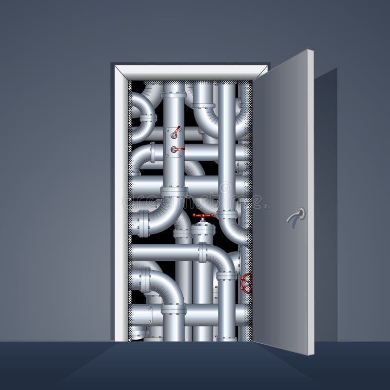 Door to Boiler Room stock vector. Illustration of pipe 68661912