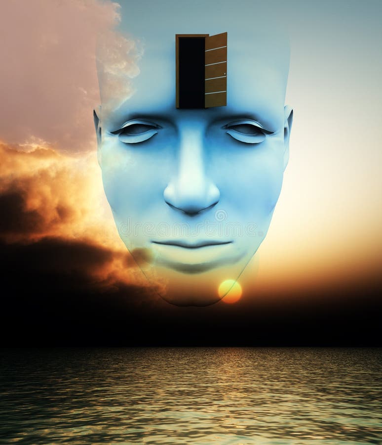 The Door To a Open Mind stock illustration. Illustration of cloudy