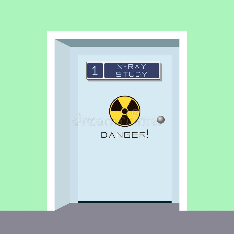 The Door To the Xray Room. Xray Study. Stock Vector Illustration of