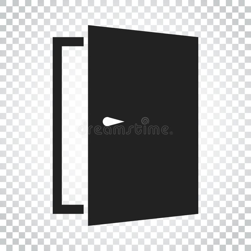 Door vector icon. Exit icon. Open door illustration. Simple business concept pictogram on isolated background. royalty free illustration