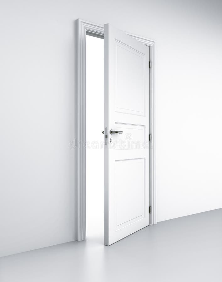 3d rendering of a door in a white room. 3d rendering of a door in a white room