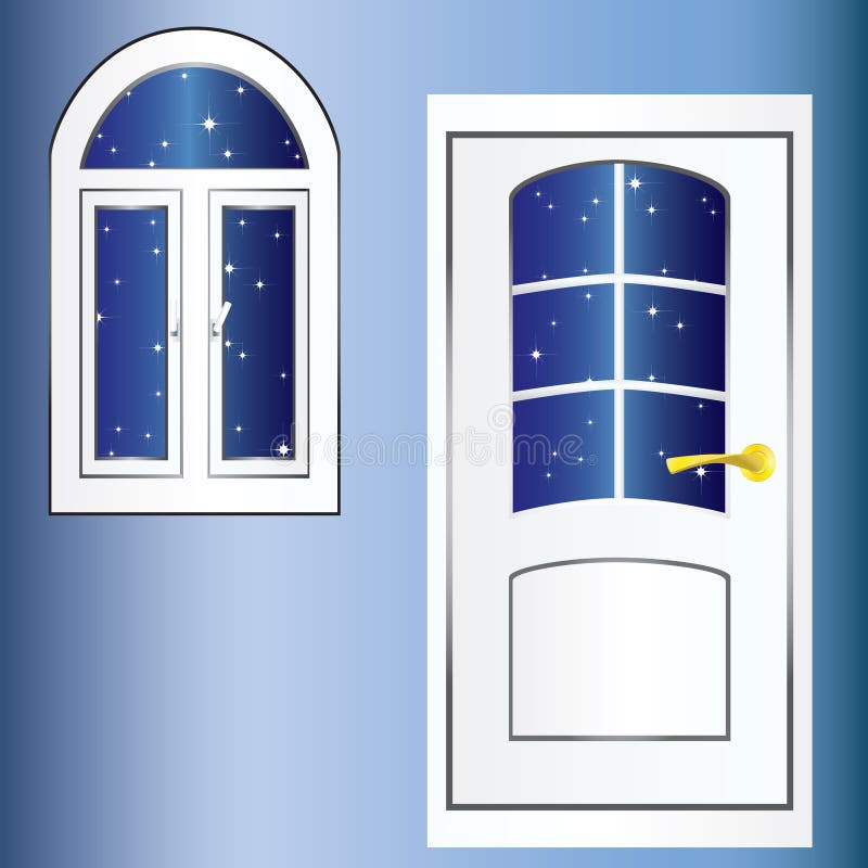 Door and window. stock vector. Illustration of bright 17808223