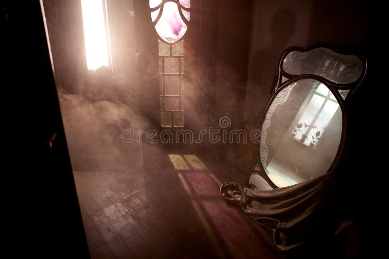 Door and windows in abandoned house with large mirror. Door and windows in abandoned house interior with large mirror stock photo Door and windows in abandoned house with large mirror. Door and windows in abandoned house interior with large mirror stock photo