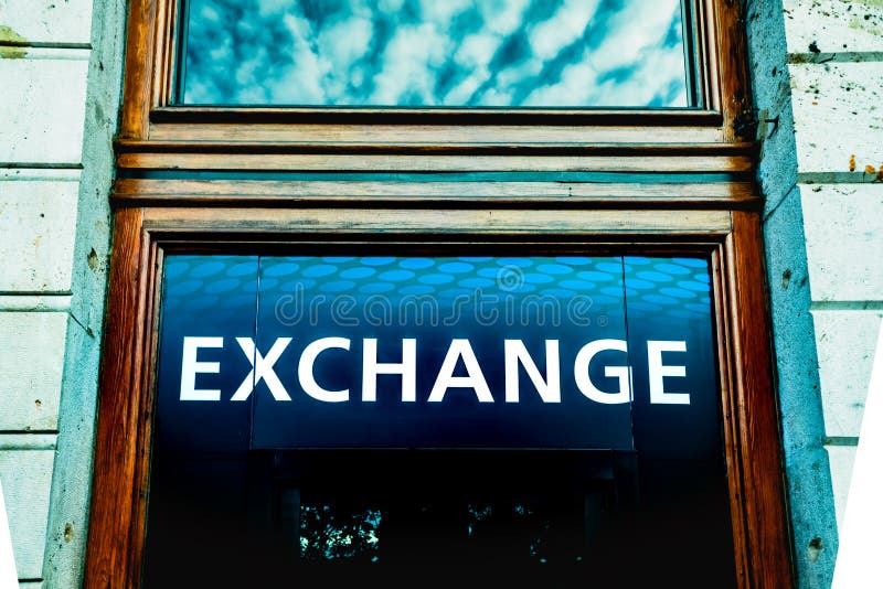 Door with the word Exchange over a business office royalty free stock images