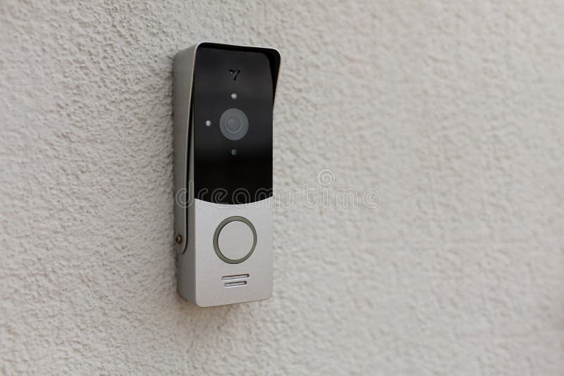 Doorbell on the Wall of the House with a Surveillance Camera Stock Image Image of electronic