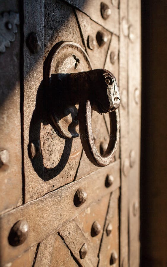 Doorknob in old castle. stock image. Image of door, metal - 121634817