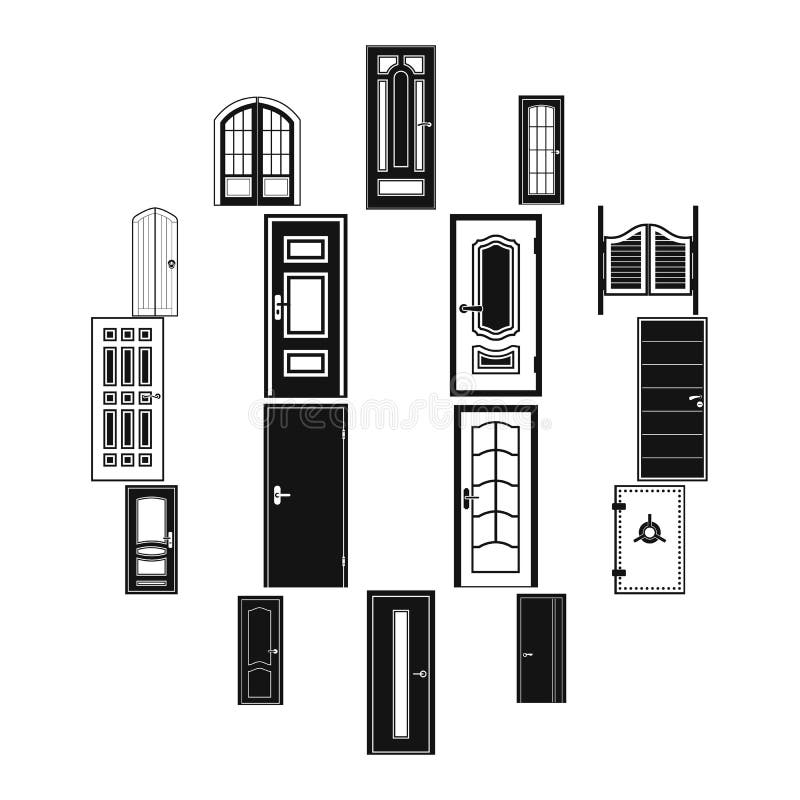 Glass Doors Icon Set Stock Illustrations 581 Glass Doors Icon Set