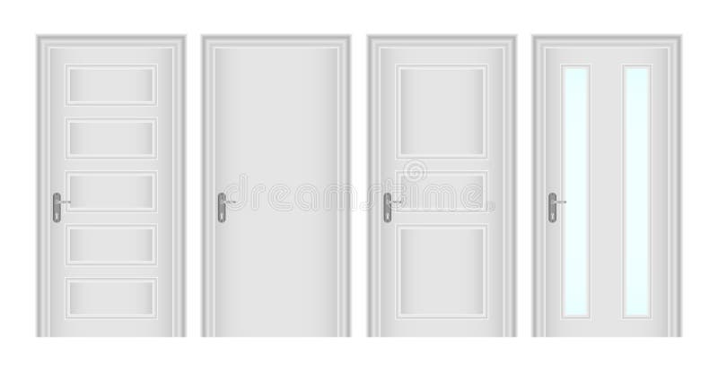 Doors, a set of white classic doors. Realistic doors. royalty free illustration