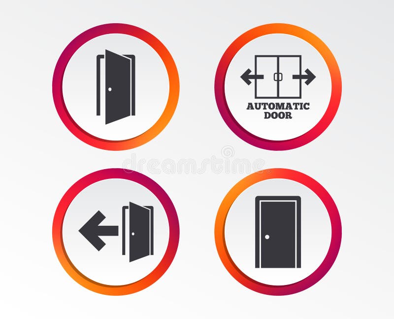 Doors Signs. Emergency Exit with Arrow Symbol. Stock Vector