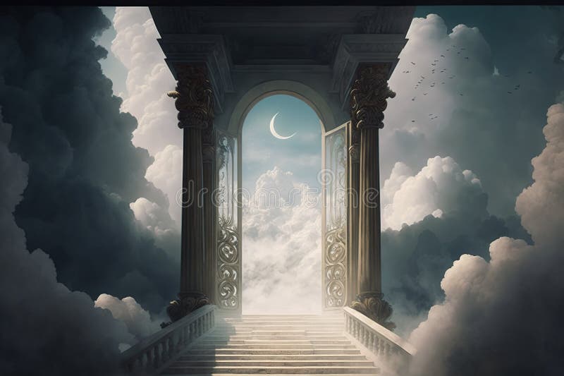 Doors to heaven stock illustration. Illustration of dream 271964869