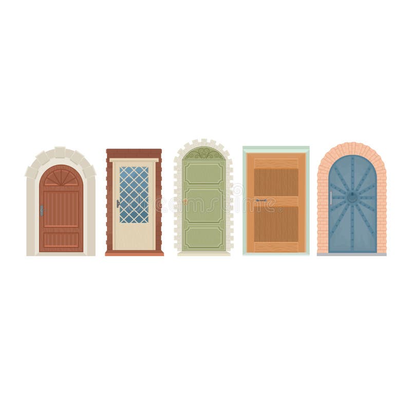 Doors vector vintage doorway front entrance lift entry or elevator indoor house interior illustration set medieval vector illustration Doors vector vintage doorway front entrance lift entry or elevator indoor house interior illustration set medieval vector illustration